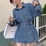 ブルー | 2wayデニムシャツワンピースジャケット | Achic