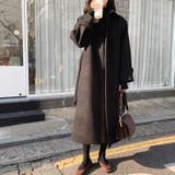 ブラック | エコウール ノーカラーコート ロングコート | Achic