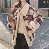 ウール格子柄ショートボアコート | Achic | 詳細画像11