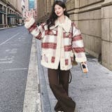 ウール格子柄ショートボアコート | Achic | 詳細画像12
