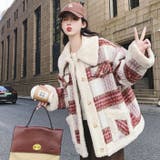 ウール格子柄ショートボアコート | Achic | 詳細画像14