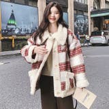 ウール格子柄ショートボアコート | Achic | 詳細画像15