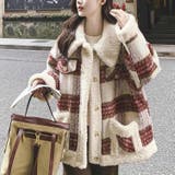 ウール格子柄ショートボアコート | Achic | 詳細画像18