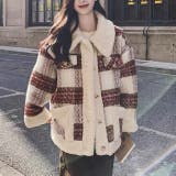 ウール格子柄ショートボアコート | Achic | 詳細画像19