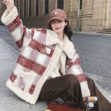 ウール格子柄ショートボアコート | Achic | 詳細画像7