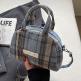 ブルー | 【2タイプ生地選べる】2WAYミニ ハンド チェック柄ショルダーバッグ | Achic