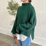 Deuxieme Classe 畦編み ボトルネック ボリューム袖 ニット
