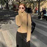 フロントジップリブ編みニット トップス ファスナー | LADY LIKE  | 詳細画像2