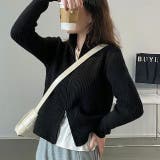 フロントジップリブ編みニット トップス ファスナー | LADY LIKE  | 詳細画像3