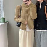 フロントジップリブ編みニット トップス ファスナー | LADY LIKE  | 詳細画像5