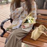 フラワー柄丸首ニットカーディガン 花柄 トップス | LADY LIKE | 詳細画像2