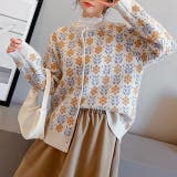 フラワー柄丸首ニットカーディガン 花柄 トップス | LADY LIKE | 詳細画像4