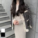 ファンシーチェックオーバーサイズカーディガン ツイード カーデガン | LADY LIKE | 詳細画像1