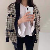 ファンシーチェックオーバーサイズカーディガン ツイード カーデガン | LADY LIKE | 詳細画像5