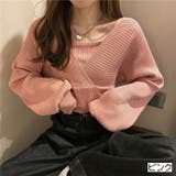 ピンク | レイヤード風ドルマンニット トップス ドッキング | LADY LIKE