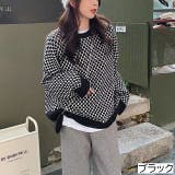 ミニ幾何学柄ニットプルオーバー トップス ゆったり[品番：SHNW0003863 