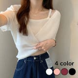 カシュクール風半袖ドッキングニット ドッキング 重ね着 | LADY LIKE  | 詳細画像1 