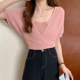 カシュクール風半袖ドッキングニット ドッキング 重ね着 | LADY LIKE  | 詳細画像4 