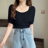 カシュクール風半袖ドッキングニット ドッキング 重ね着 | LADY LIKE  | 詳細画像5 