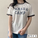 ホワイト | CANADA CAMPプリントTシャツ カレッジロゴ | LADY LIKE 