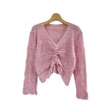 フロントシャーリングかぎ編み長袖ニット トップス 透け感 | LADY LIKE | 詳細画像15