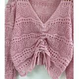 フロントシャーリングかぎ編み長袖ニット トップス 透け感 | LADY LIKE | 詳細画像16