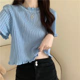 丸首フリル半袖シアーニット トップス プルオーバー | LADY LIKE | 詳細画像6
