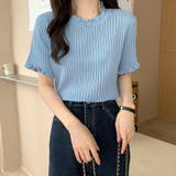 丸首フリル半袖シアーニット トップス プルオーバー | LADY LIKE | 詳細画像8