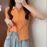 ダブルファスナー襟付きニット トップス ダブルジップ | LADY LIKE  | 詳細画像24 