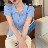 ダブルファスナー襟付きニット トップス ダブルジップ | LADY LIKE  | 詳細画像3 