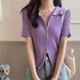 ダブルファスナー襟付きニット トップス ダブルジップ | LADY LIKE  | 詳細画像27 