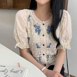 クロシェ編みフラワー刺繍トップス ししゅう ドッキング | LADY LIKE  | 詳細画像3 