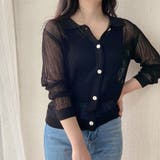 透かし編みニットシャツ トップス メッシュ | LADY LIKE | 詳細画像3