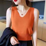 V開きノースリーブベーシックニット 8色 トップス | LADY LIKE | 詳細画像4