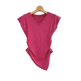 V開きサイドシャーリングトップス デザインTシャツ フレンチスリーブ | LADY LIKE  | 詳細画像8 