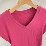 V開きサイドシャーリングトップス デザインTシャツ フレンチスリーブ | LADY LIKE  | 詳細画像9 