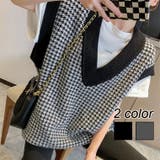 凹凸チェック柄オーバーサイズニットベスト | LADY LIKE | 詳細画像1