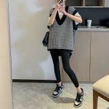凹凸チェック柄オーバーサイズニットベスト | LADY LIKE | 詳細画像3