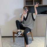凹凸チェック柄オーバーサイズニットベスト | LADY LIKE | 詳細画像5