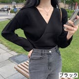 ブラック | ストレートスリーブカシュクールニット | LADY LIKE