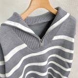 ハーフジップハイネックボーダーニット | LADY LIKE  | 詳細画像10 