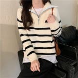 ハーフジップハイネックボーダーニット | LADY LIKE  | 詳細画像2 