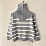 ハーフジップハイネックボーダーニット | LADY LIKE  | 詳細画像8 