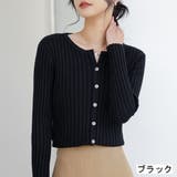 ブラック | クルーネックリブニットカーディガン | LADY LIKE 