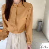 ベージュ | ボウタイ付バンドカラーシャツ | LADY LIKE