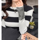 変則ボーダーリブニット | LADY LIKE  | 詳細画像4 