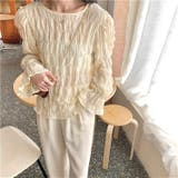 ライトベージュ | キャンディスリーブくしゅくしゅブラウス | LADY LIKE