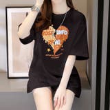 ブラック | ハートロゴプリントTシャツ | LADY LIKE 
