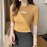 オレンジ | デコルテ空きコンパクトリブニット | LADY LIKE