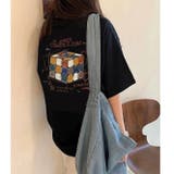 ブラック | ルービックキューブプリントTシャツ | LADY LIKE 